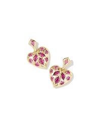 Holland Gold Heart Drop Earrings White CZ