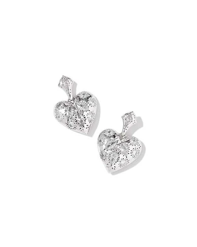 Holland Silver Heart Drop Earrings in White CZ