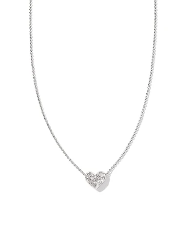 Holland Silver Heart Short Pendant Necklace in White CZ