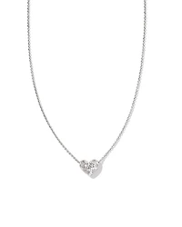 Holland Silver Heart Short Pendant Necklace in White CZ