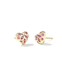 Holland Gold Heart Stud Earrings White CZ