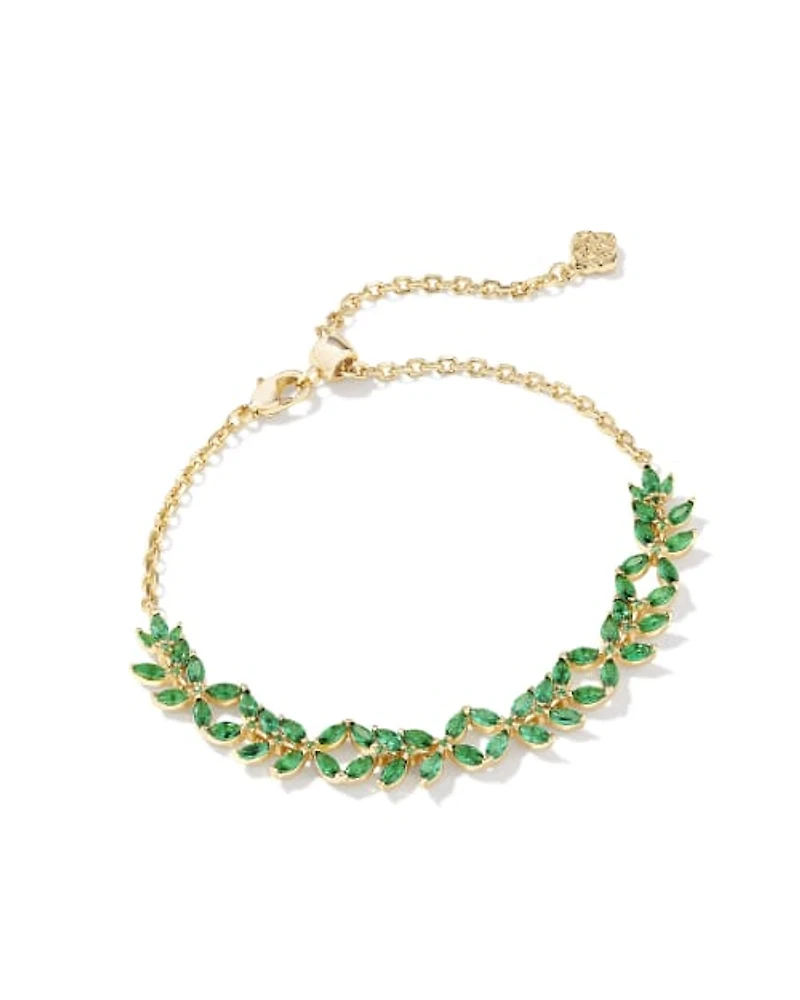 Rosalie Gold Tennis Bracelet Green Crystal