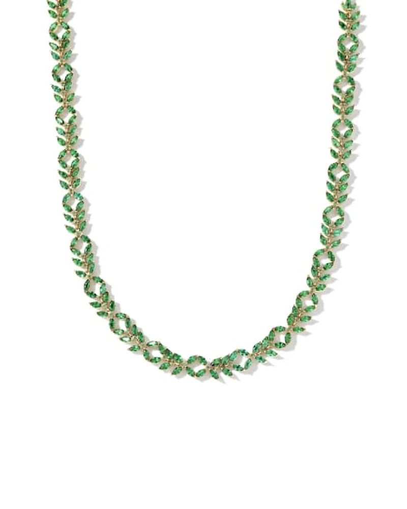 Rosalie Gold Tennis Necklace in Green Crystal