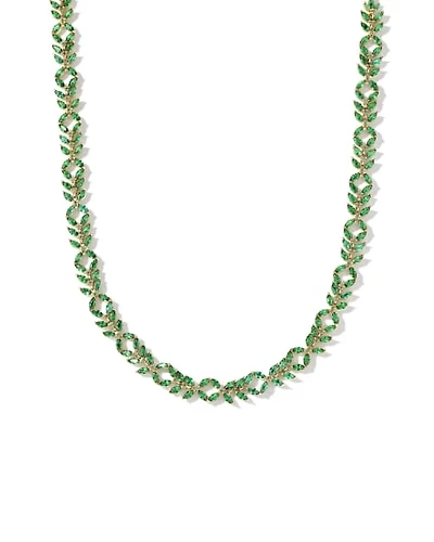 Rosalie Gold Tennis Necklace in Green Crystal