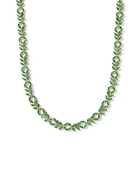Rosalie Gold Tennis Necklace in Green Crystal