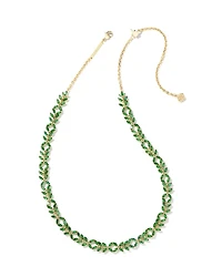 Rosalie Gold Tennis Necklace in Green Crystal