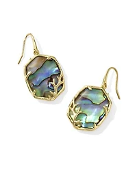 Daphne Gold Coral Frame Drop Earrings Rose Quartz