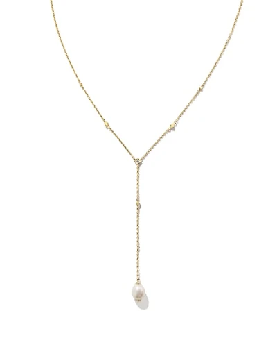 Michelle 14k White Gold Y Necklace in Freshwater Cultured Pearl