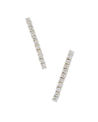 0.35 ct Tennis 14k White Gold Linear Earrings Diamond