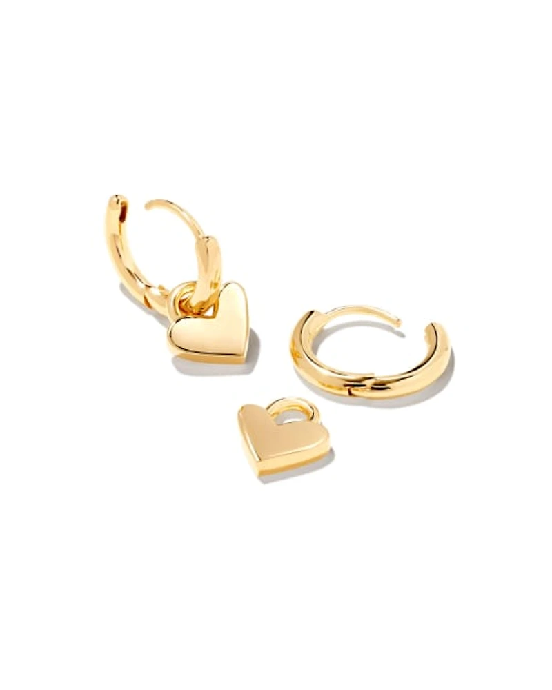 Heart Padlock Huggie Earrings 18k Gold Vermeil