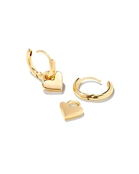 Heart Padlock Huggie Earrings 18k Gold Vermeil