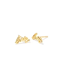 Love Script 18k Gold Vermeil Stud Earrings White Sapphire