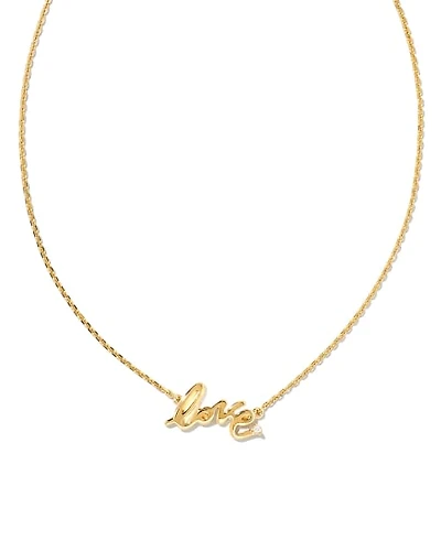 Love Script 18k Gold Vermeil Pendant Necklace White Sapphire