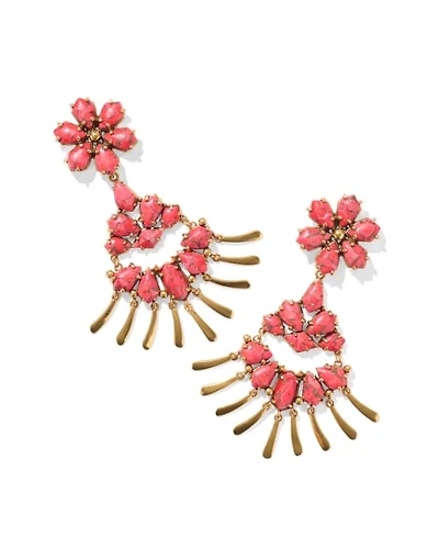 Flynn Vintage Gold Statement Earrings Bronze Veined Red Magnesite