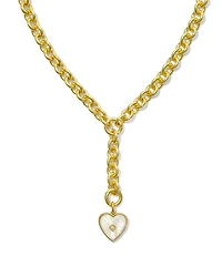 Adalynn 18k Gold Vermeil Heart Y Necklace in Ivory Mother-of-Pearl