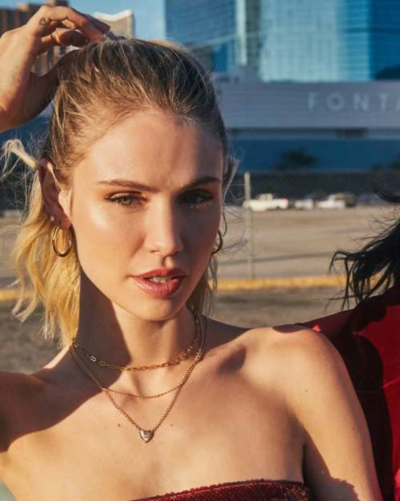 Maia 18k Gold Vermeil Heartburst Pendant Necklace White Sapphire