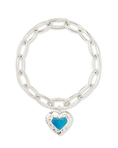 Angie Heart Sterling Silver Locket Statement Bracelet in Turquoise