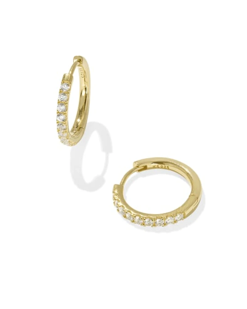 Mackenzie 18k Gold Vermeil Small Hoop Earrings White Topaz