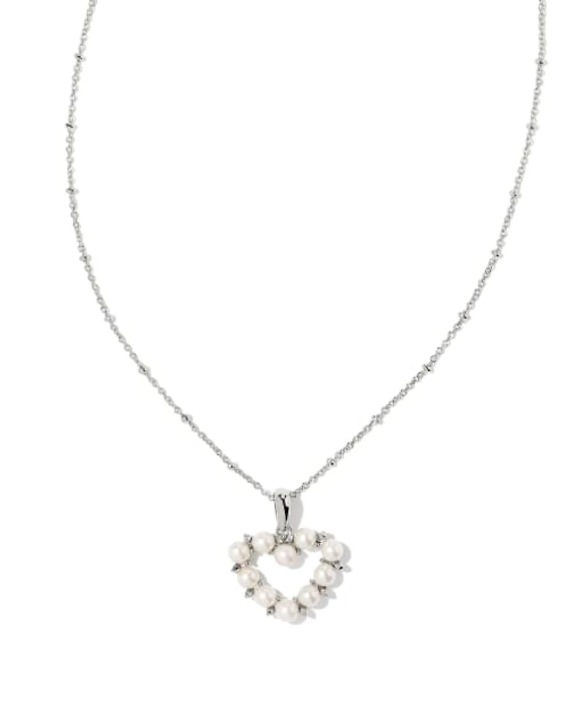 Ashton Silver Heart Short Pendant Necklace in Freshwater Cultured Pearl