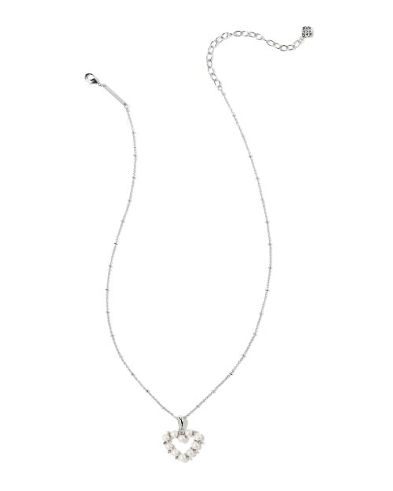 Ashton Silver Heart Short Pendant Necklace in Freshwater Cultured Pearl