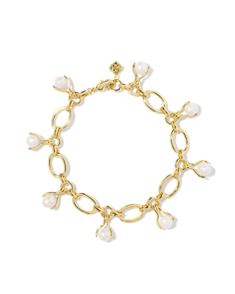 Ashton Gold Pearl Chain Bracelet in Freshwater Cultured Pearl