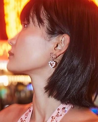 Ashton Silver Heart Drop Earrings in Freshwater Cultured Pearl