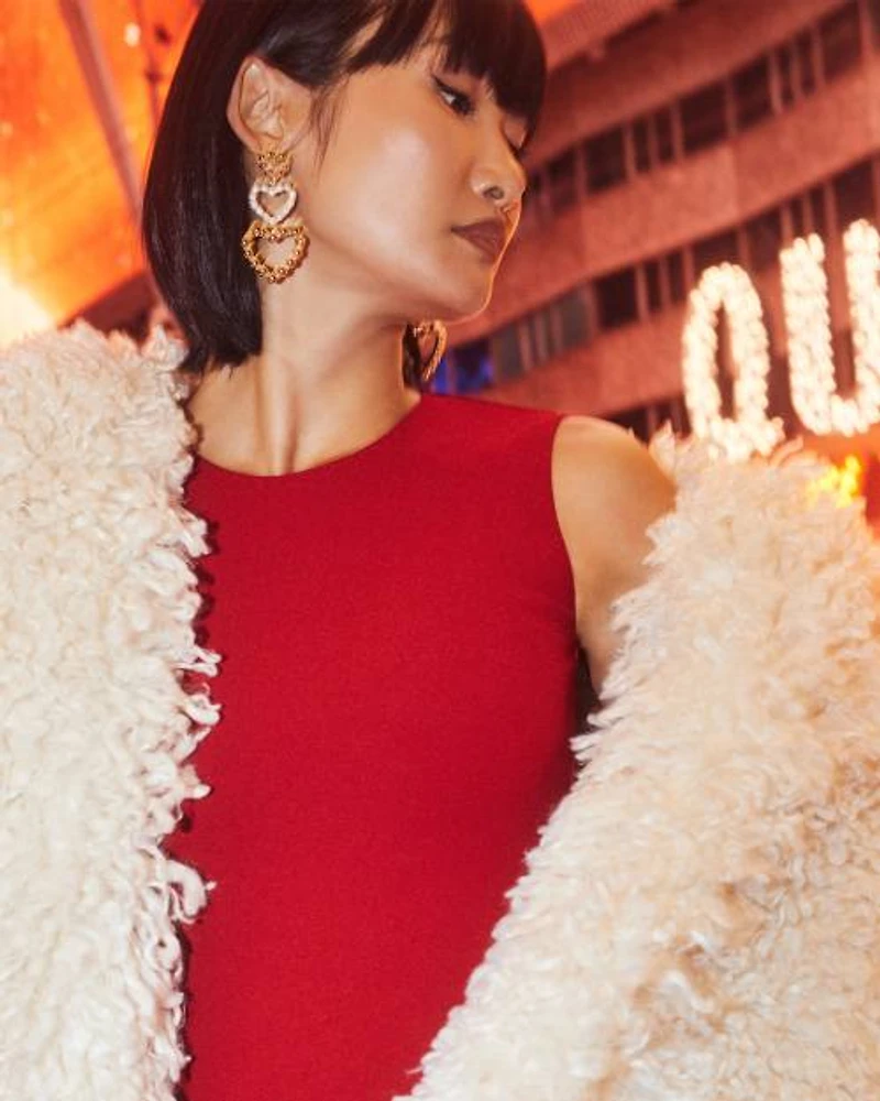 Ashton Gold Pearl Heart Statement Earrings in Freshwater Cultured Pearl