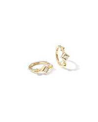 Michelle 14k Yellow Gold Huggie Earrings White Diamond