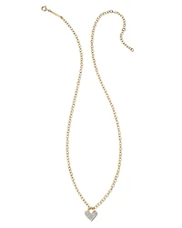 Pave Heart Padlock 14k Yellow Gold Pendant Necklace in White Diamond