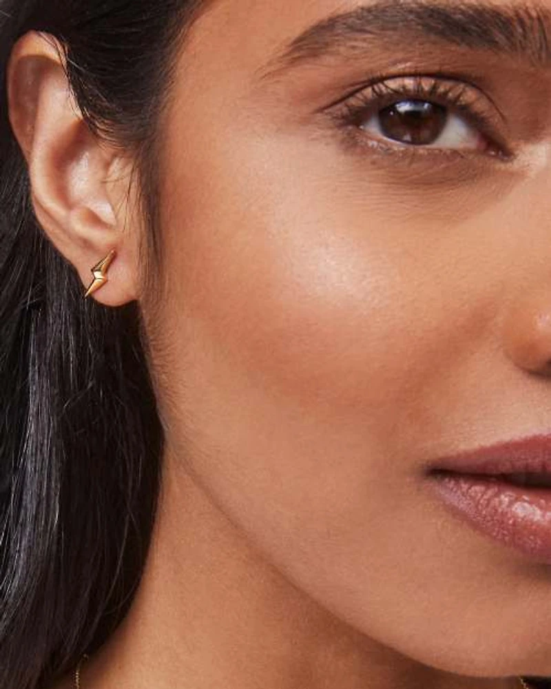 Lightning Bolt Mini Stud Earrings 18k Gold Vermeil