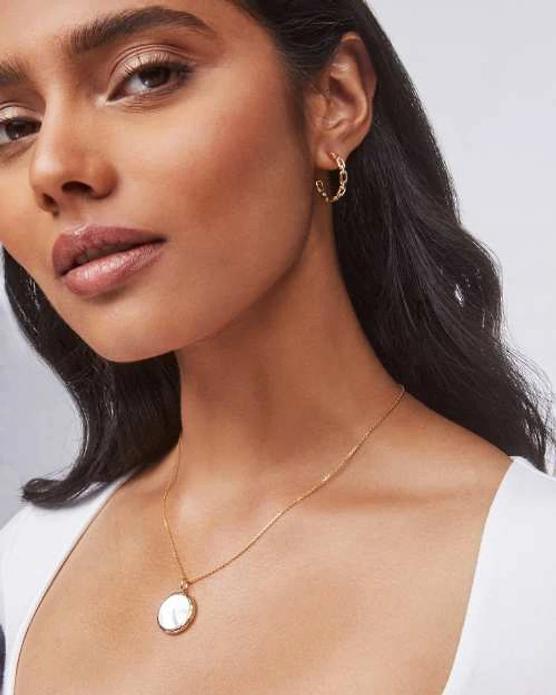 Medium Medallion 18k Yellow Gold Vermeil Charm Ivory Mother-Of-Pearl