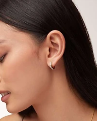 Davie 18k Gold Vermeil Huggie Earrings White Topaz