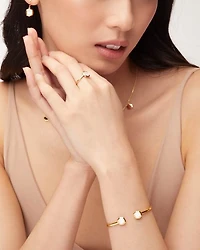 Davis Sterling Silver Small Cuff Bracelet Ivory Mother-Of-Pearl