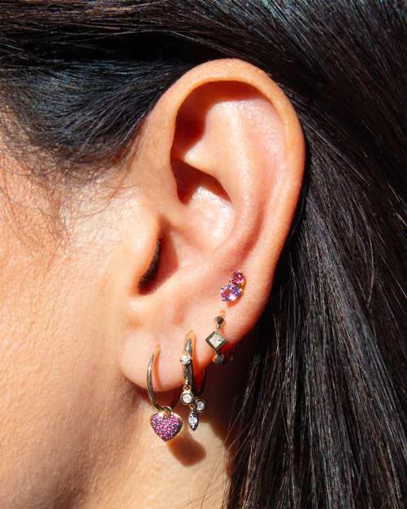 Madeline 14k Yellow Gold Huggie Earrings in Ruby