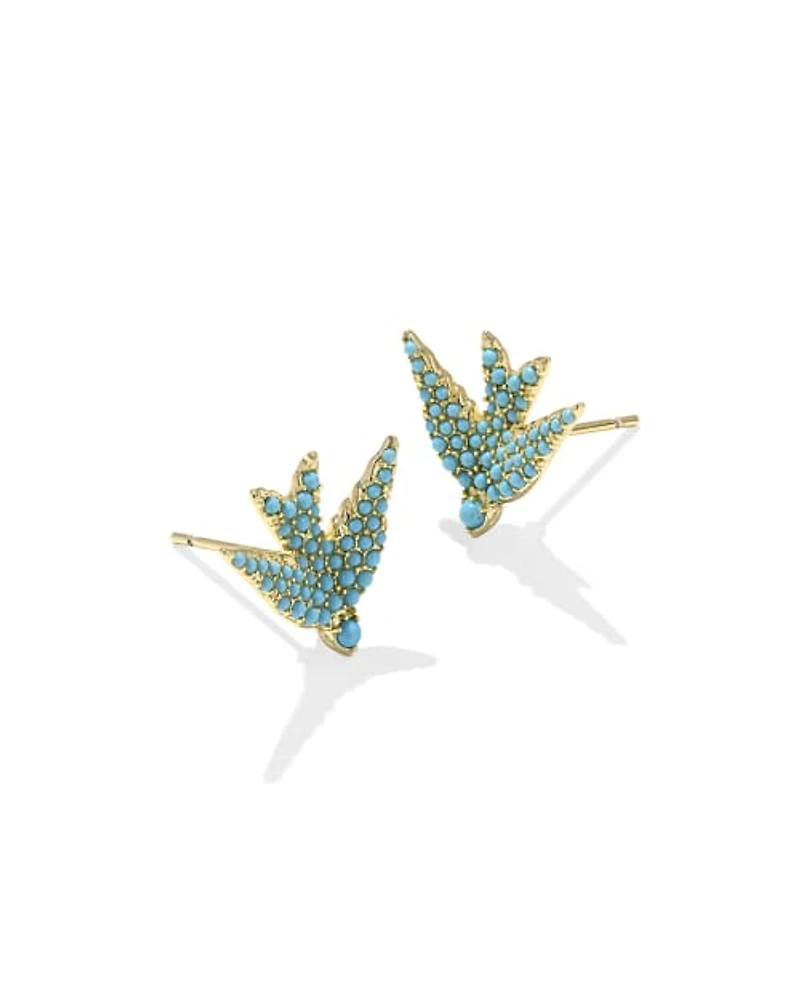 Melody Bird Gold Stud Earrings