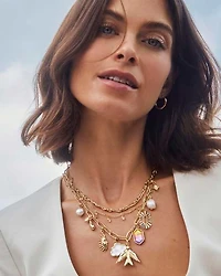 Melody Convertible Gold Statement Charm Necklace Freshwater Cultured Pearl