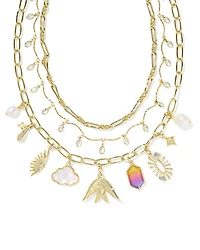 Melody Convertible Gold Statement Charm Necklace Freshwater Cultured Pearl