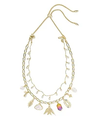 Melody Convertible Gold Statement Charm Necklace Freshwater Cultured Pearl