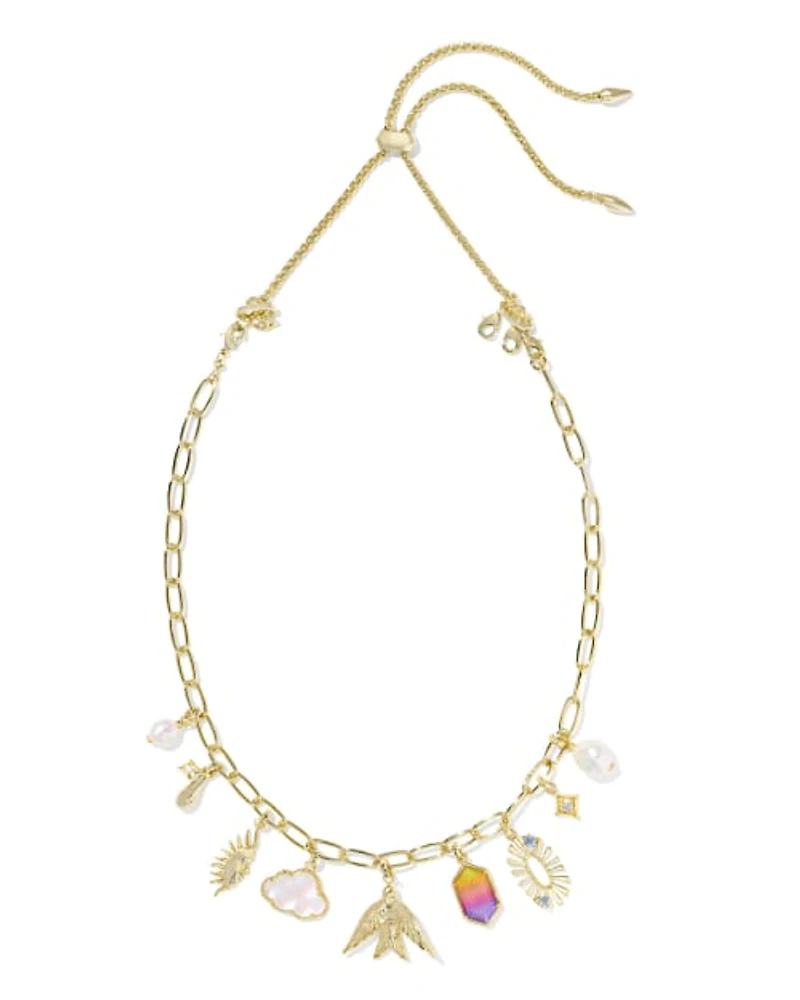 Melody Convertible Gold Statement Charm Necklace Freshwater Cultured Pearl