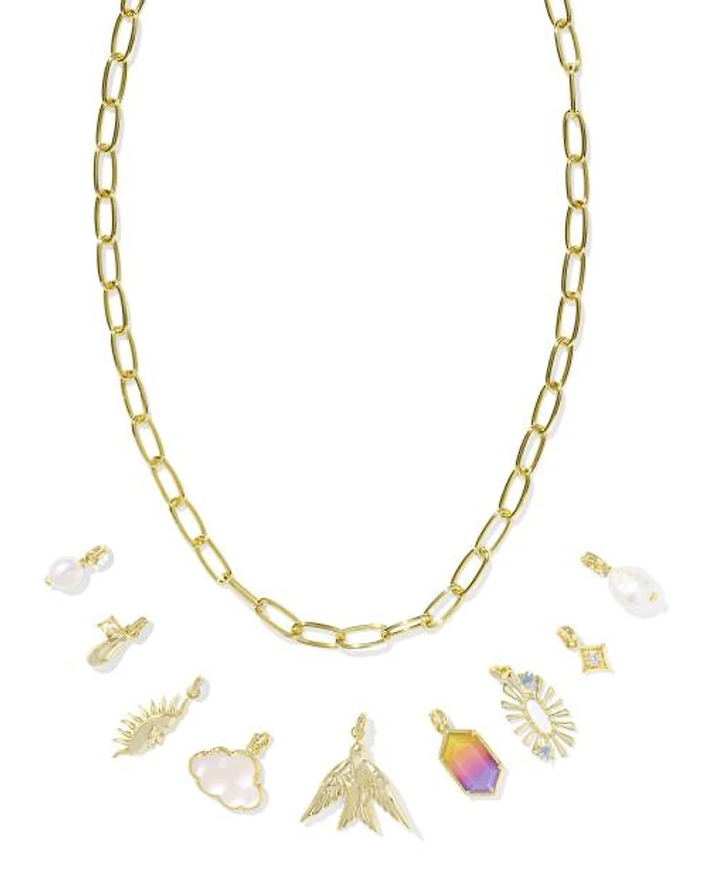 Melody Convertible Gold Statement Charm Necklace Freshwater Cultured Pearl