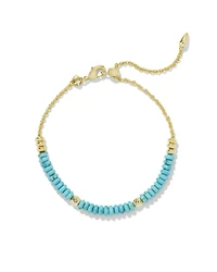 Deliah Gold Delicate Chain Bracelet in Variegated Turquoise Magnesite