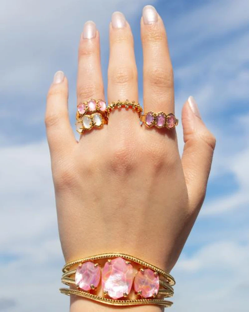 Daphne Gold Statement Cuff Variegated Turquoise Magnesite