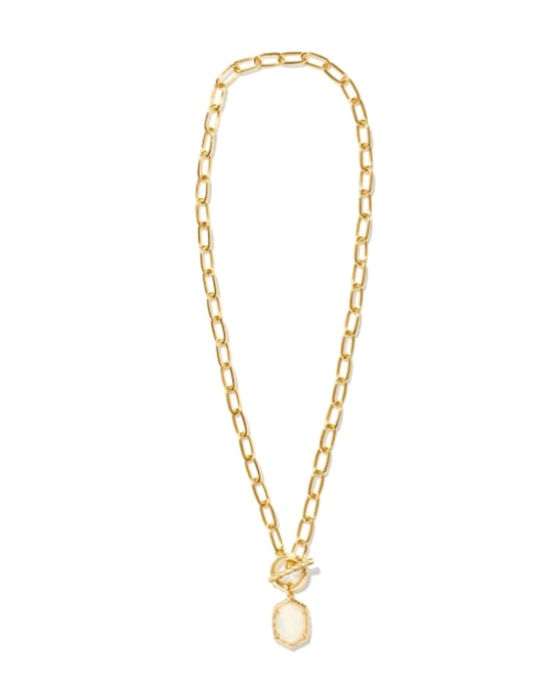 Daphne Convertible Gold Link and Chain Necklace Ivory Mother-of-Pearl