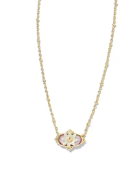 Elisa Gold Flower Petal Framed Short Pendant Necklace in Pastel Mix
