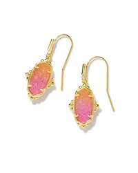 Lee Gold Petal Framed Drop Earrings Sunrise Ombre Drusy