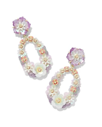 Deliah Convertible Gold Statement Earrings Pastel Mix