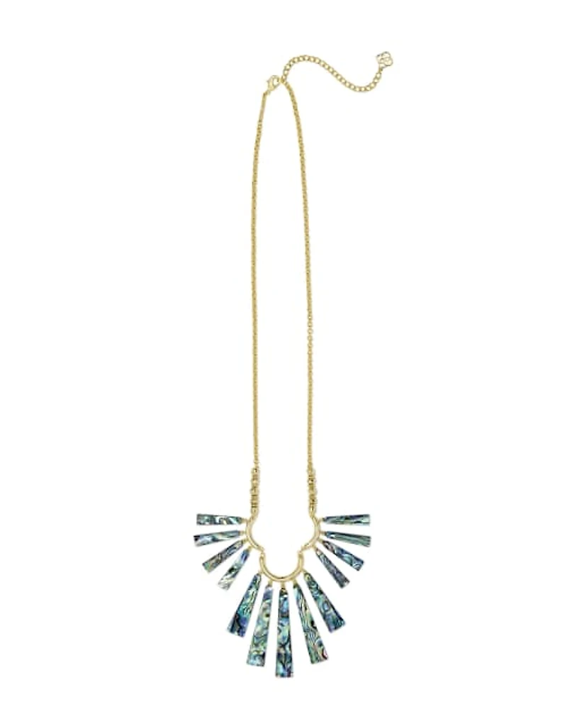 Layton Gold Long Statement Necklace in Abalone Shell