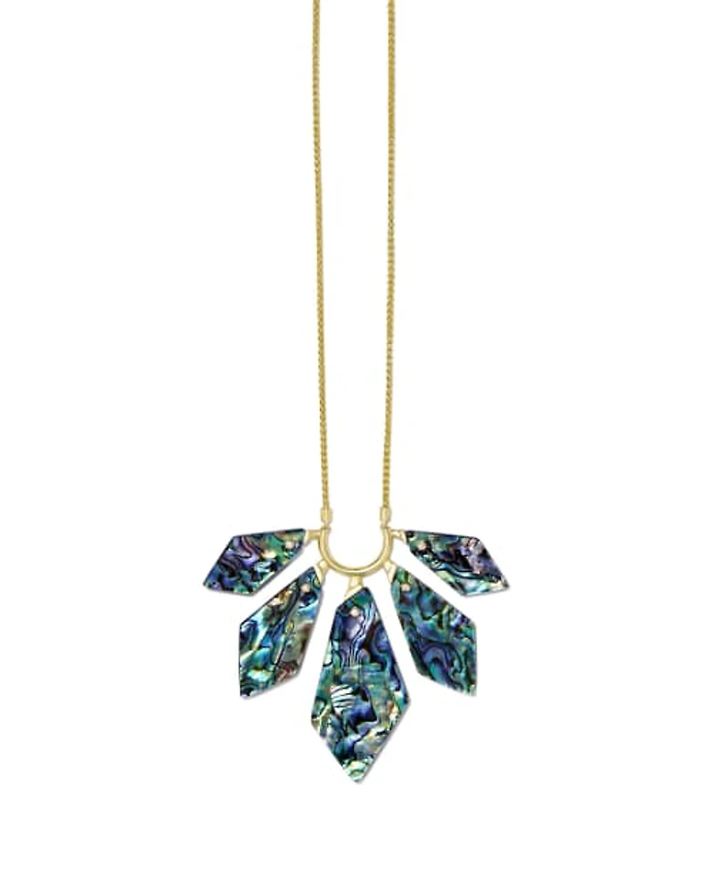 Mari Gold Long Pendant Necklace Abalone Shell