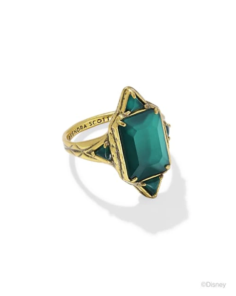 Disney | Kendra Scott The Queen Vintage Gold Cocktail Ring Dark Green Mother-of-Pearl