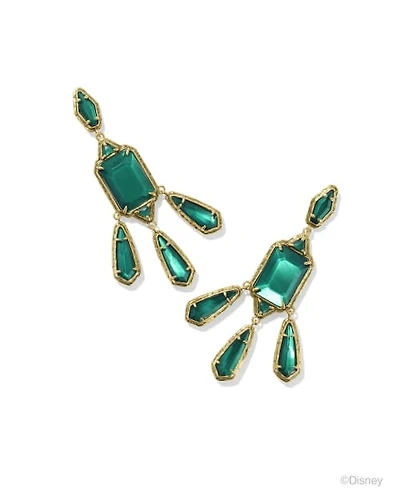 Disney | Kendra Scott The Queen Vintage Gold Statement Earrings in Dark Green Mother-of-Pearl